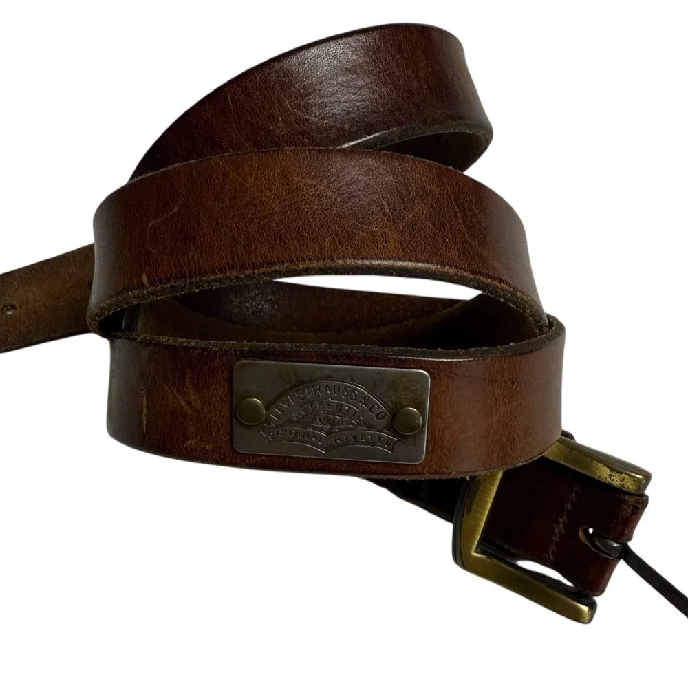 Levis Strauss Belt Mens Size 40 Brown Shotgun Full Grain Leather 1.5 Inch Wide